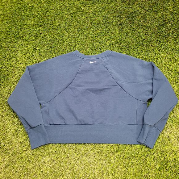 NIKE Cropped Sweatshirt Womens Large 20x17 Blue Dri-Fit - Picture 2 of 13